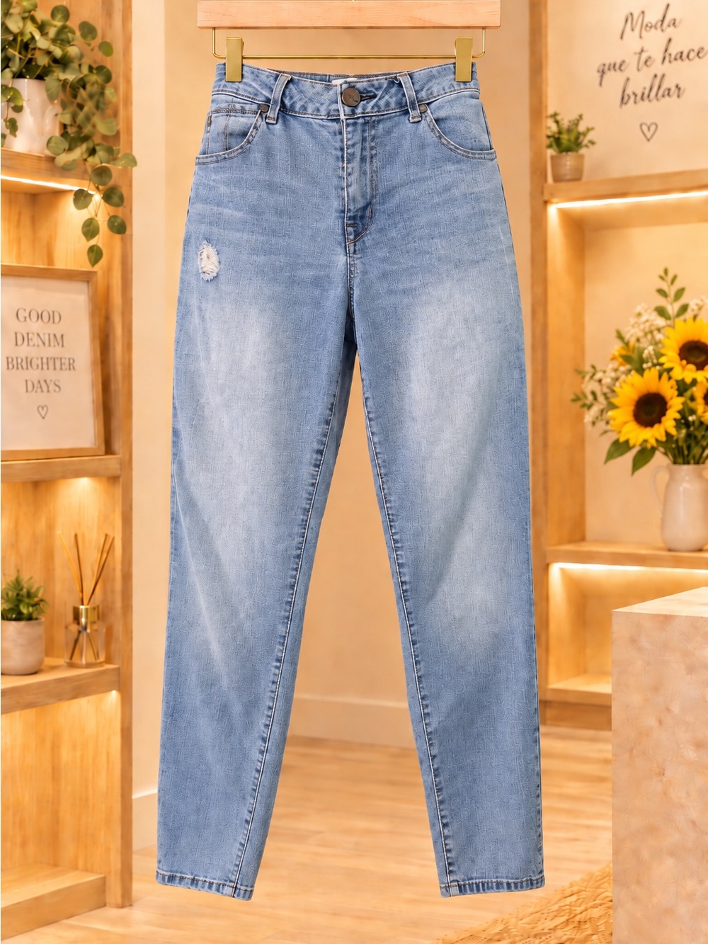 1822 Denim High-Rise Light Blue Straight Leg Jeans